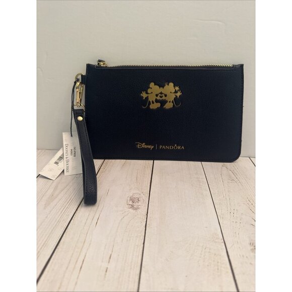Pandora Disney Mickey Minnie Limited Edition Wristlet Clutch Navy Blue Gold NWT - Picture 1 of 7